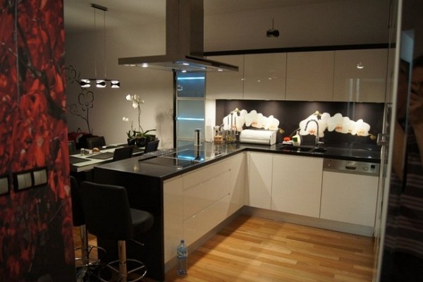 Xu hướng sử dụng kính cường lực màu trong nội thất bếp hiện đại